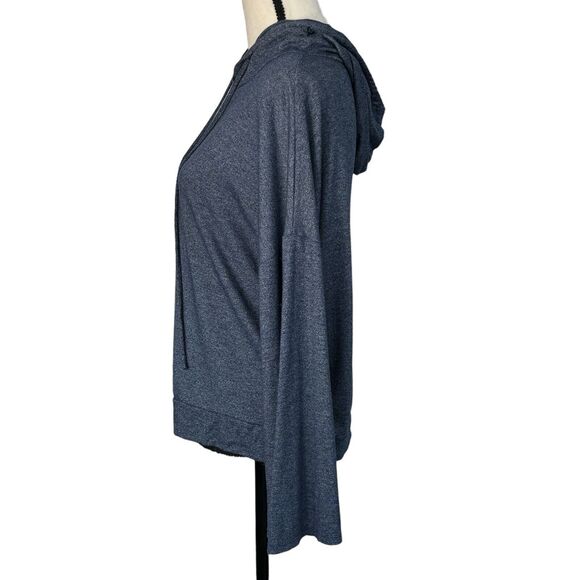 Caution To The Wind Small Pullover Top Hooded Stretch Flared Long Sleeves Blue - Picture 6 of 8
